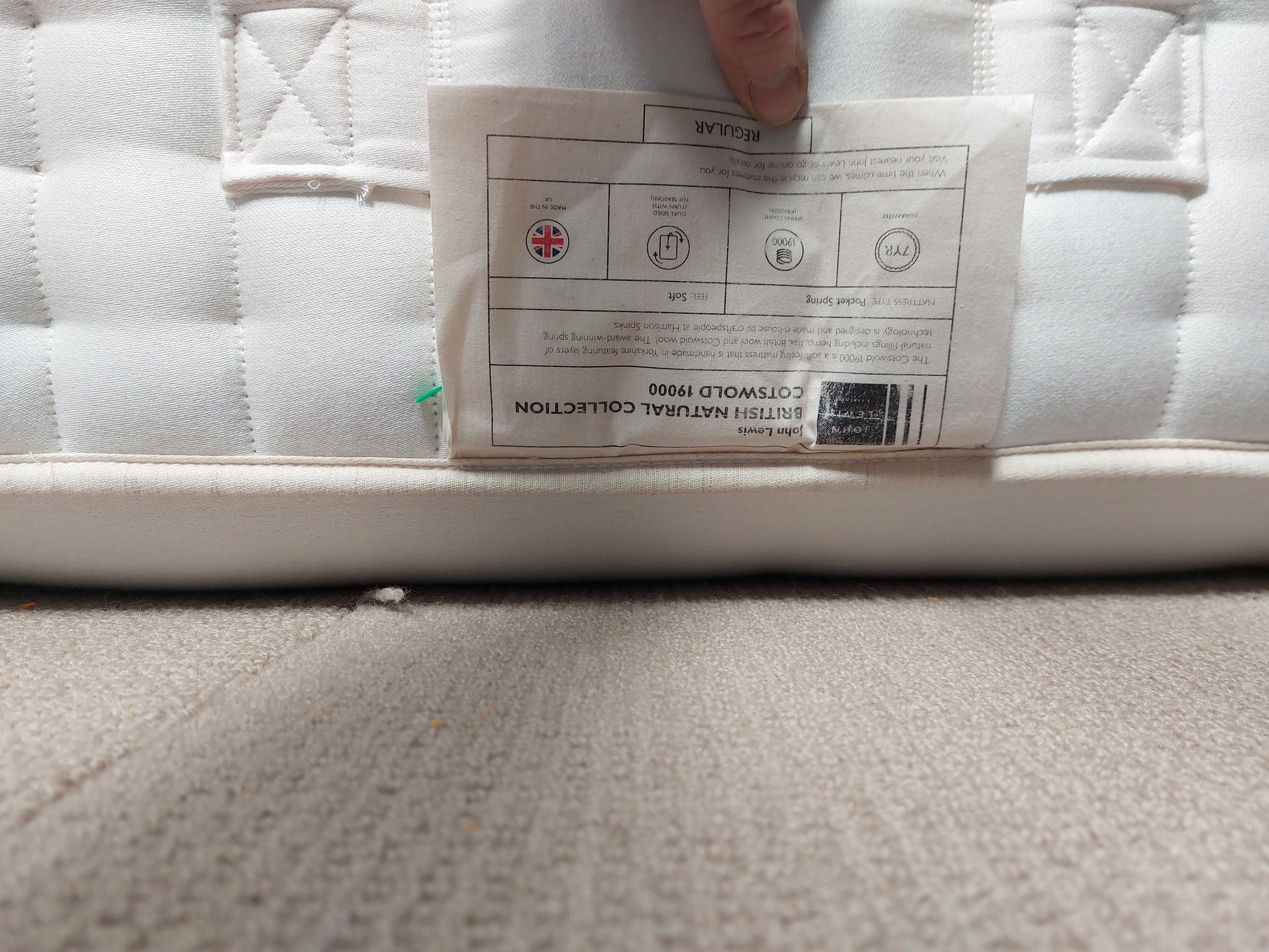 John Lewis British Natural Collection Cotswold 19000 Zip Link Mattress, Super King Size