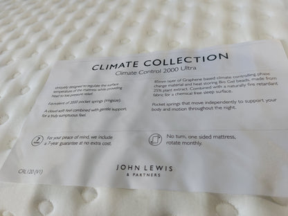 John Lewis Mattress Climate Collection 2000 Ultra Soft Medium King Size