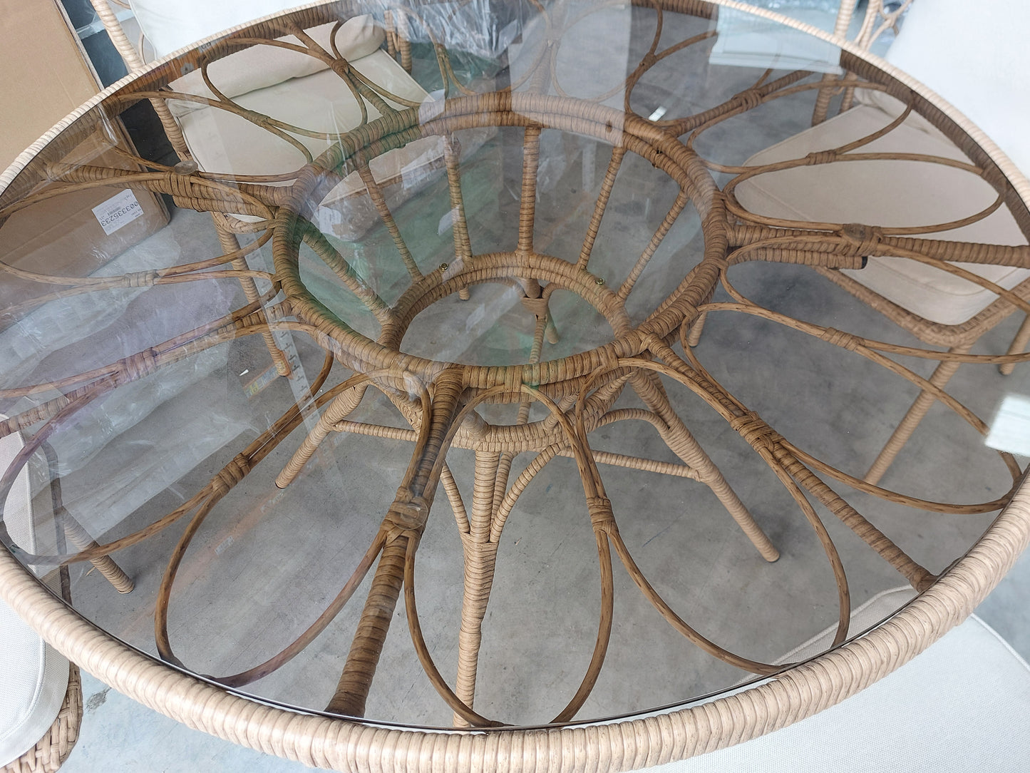 John Lewis Infinity 4-Seater Round Garden Dining Table & Chairs Set, Natural