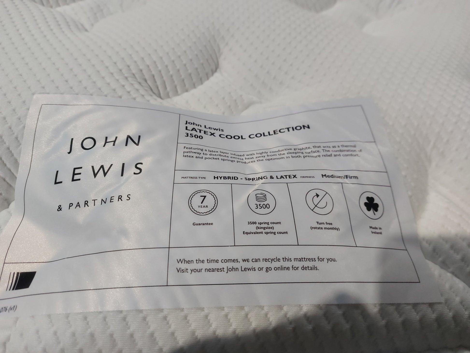 Latex Cool Collection 3500 Pocket Spring Mattress Single