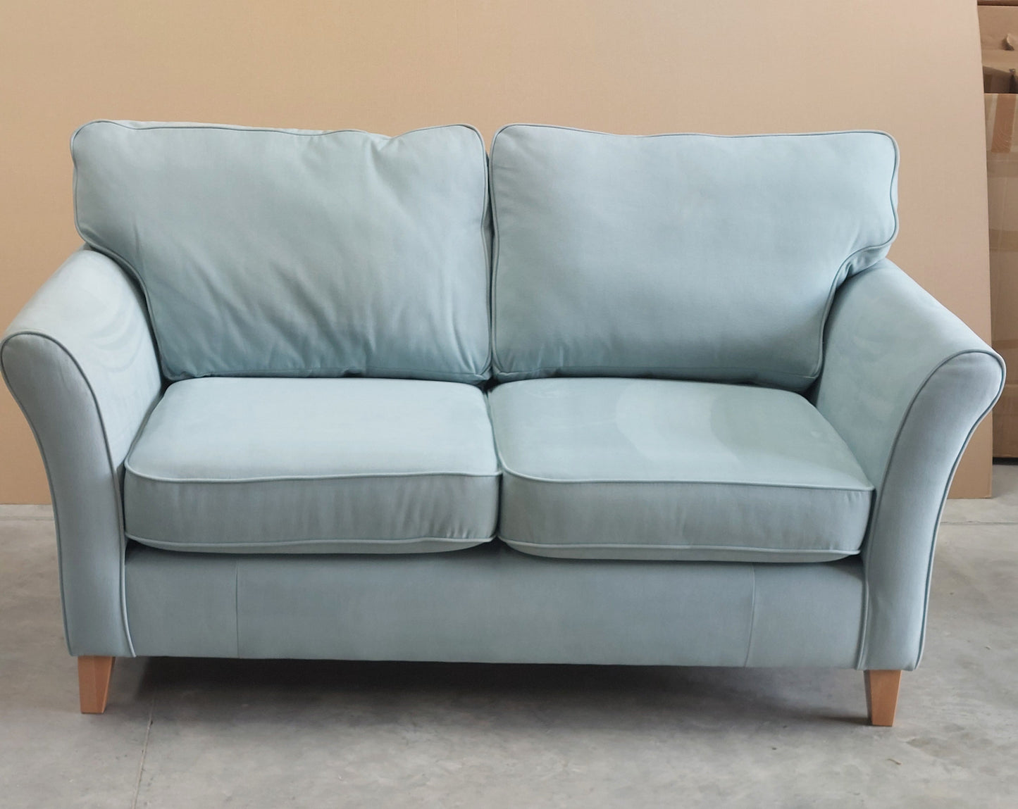 John Lewis Charlotte II Medium 2 Seater Sofa Easy clean eco cotton powder blue  light leg