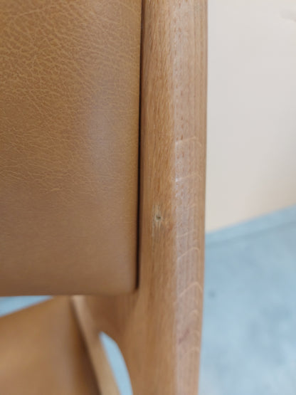 John Lewis X-Ray Leather Dining chair, Oak/Camel
