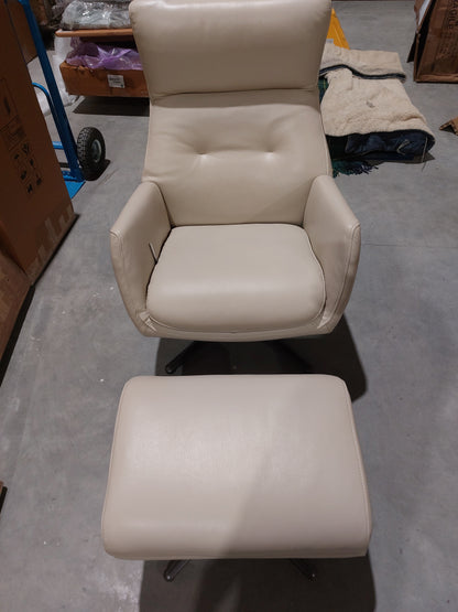 List - John Lewis Ease Leather Recliner Armchair and Footstool, Stone Leather