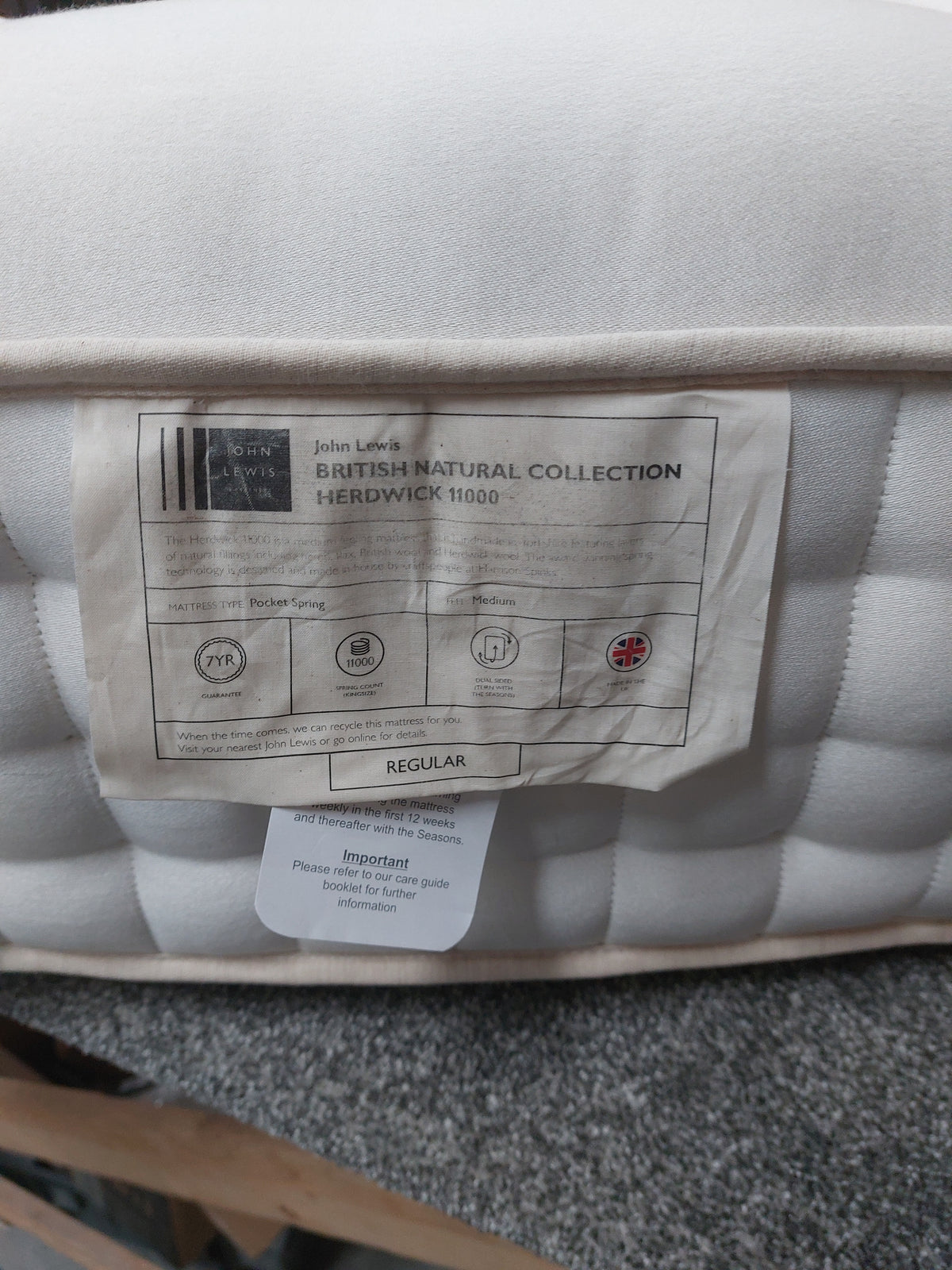John Lewis British Natural Collection Herdwick 11000 Mattress, Regular Tension, King Size