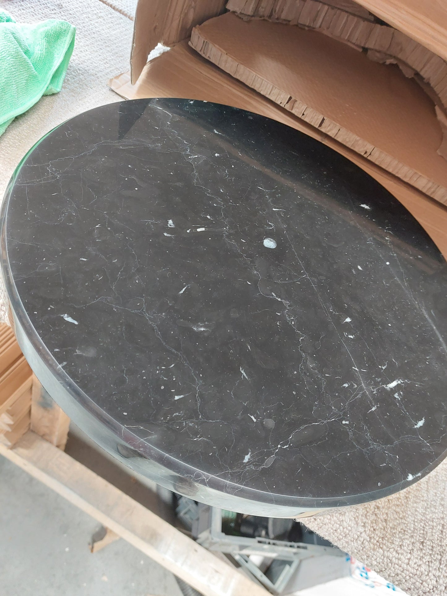 John Lewis Enzo 4 Seater Marble Dining Table, 100cm, Black