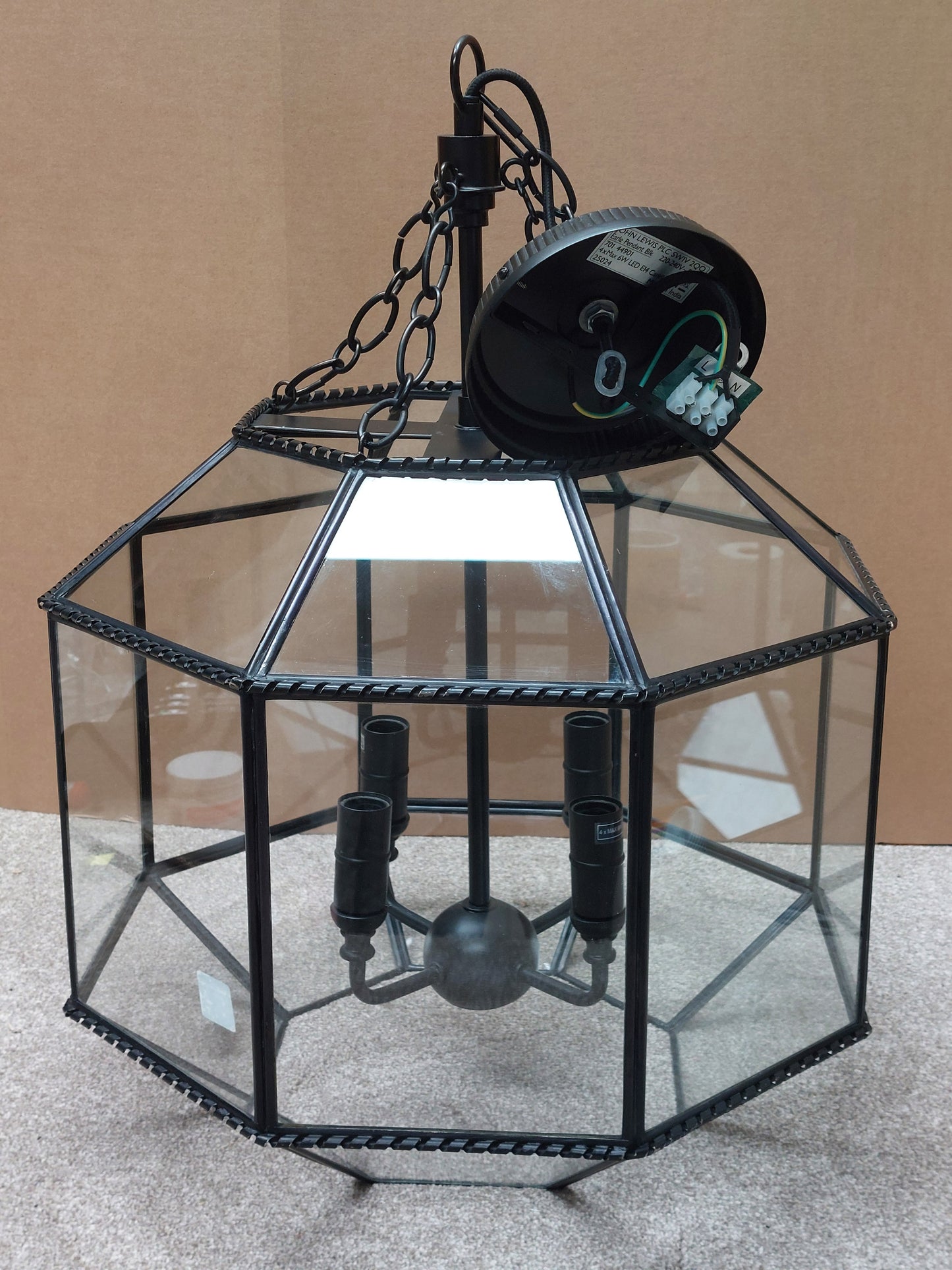 John Lewis Earle Glass Pendant Ceiling Light, Black