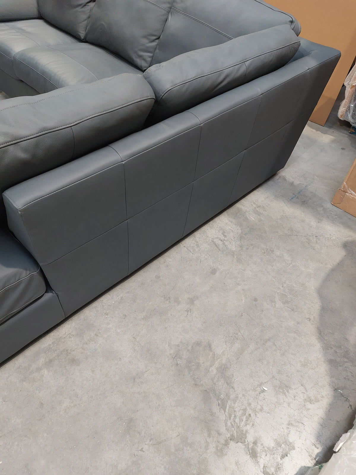 John Lewis Camden RHF Chaise Corner Leather Sofa, Dark Leg, Matt Navy