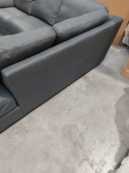 John Lewis Camden RHF Chaise Corner Leather Sofa, Dark Leg, Matt Navy