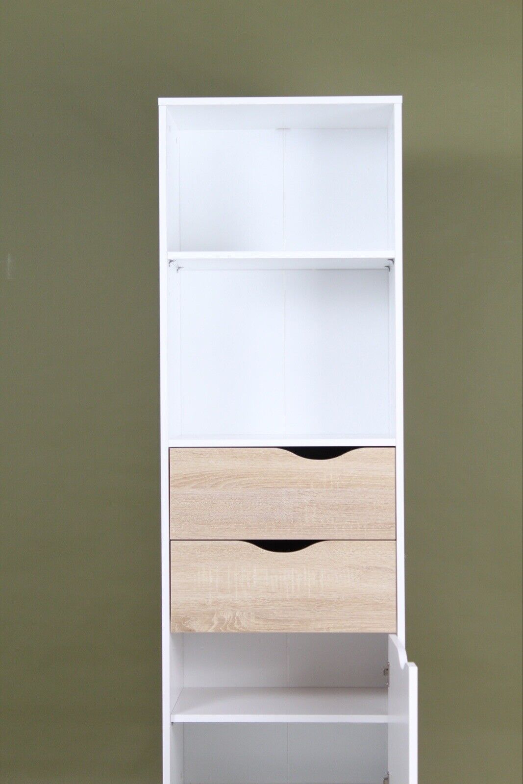 Oslo Bookcase 2 Drawers 1 Door In White & Oak