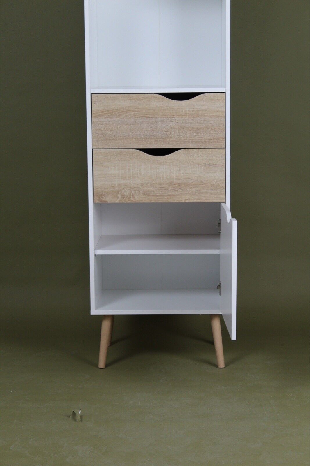 Oslo Bookcase 2 Drawers 1 Door In White & Oak