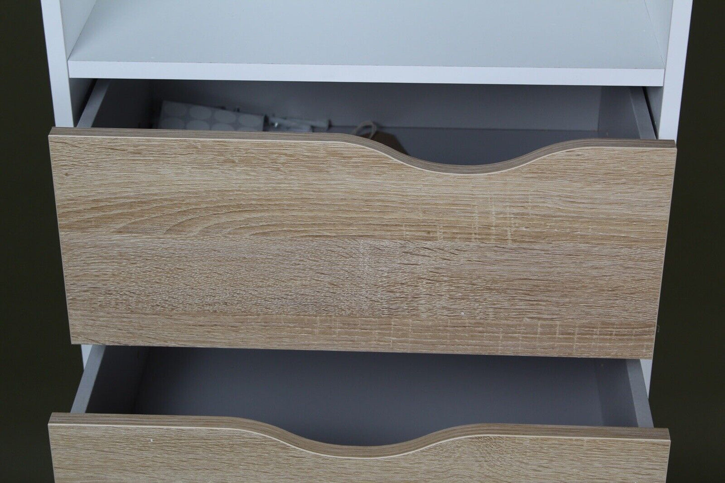 Oslo Bookcase 2 Drawers 1 Door In White & Oak