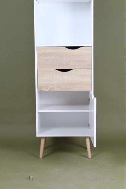 Oslo Bookcase 2 Drawers 1 Door In White & Oak