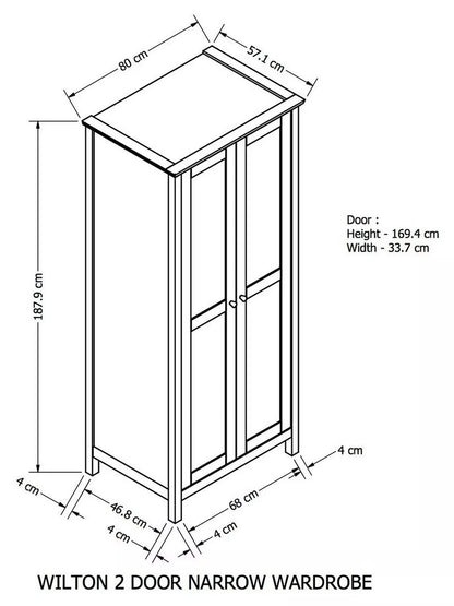John Lewis Wilton Narrow 2 Door Wardrobe White