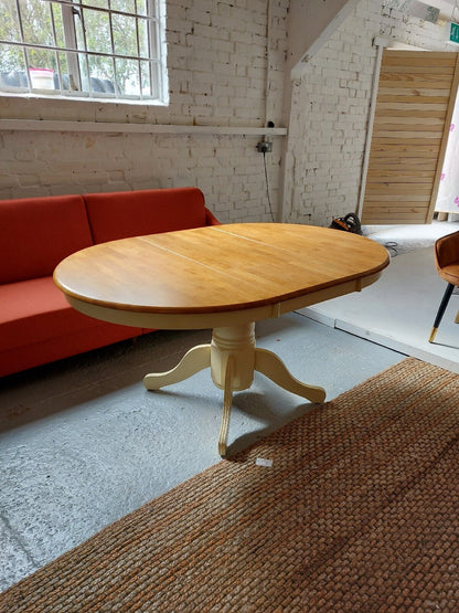 Hertford Extending Oak and Cream Painted Pedestal Dining Table