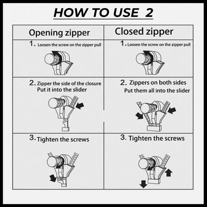 FIX A ZIPPER Universal Repair Kit 3 Sizes Zip Fixer Slider Clip Replacement