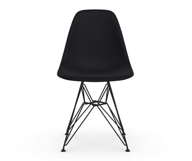 Vitra Eames RE DSR Plastic Side Chair - Deep Black / Black